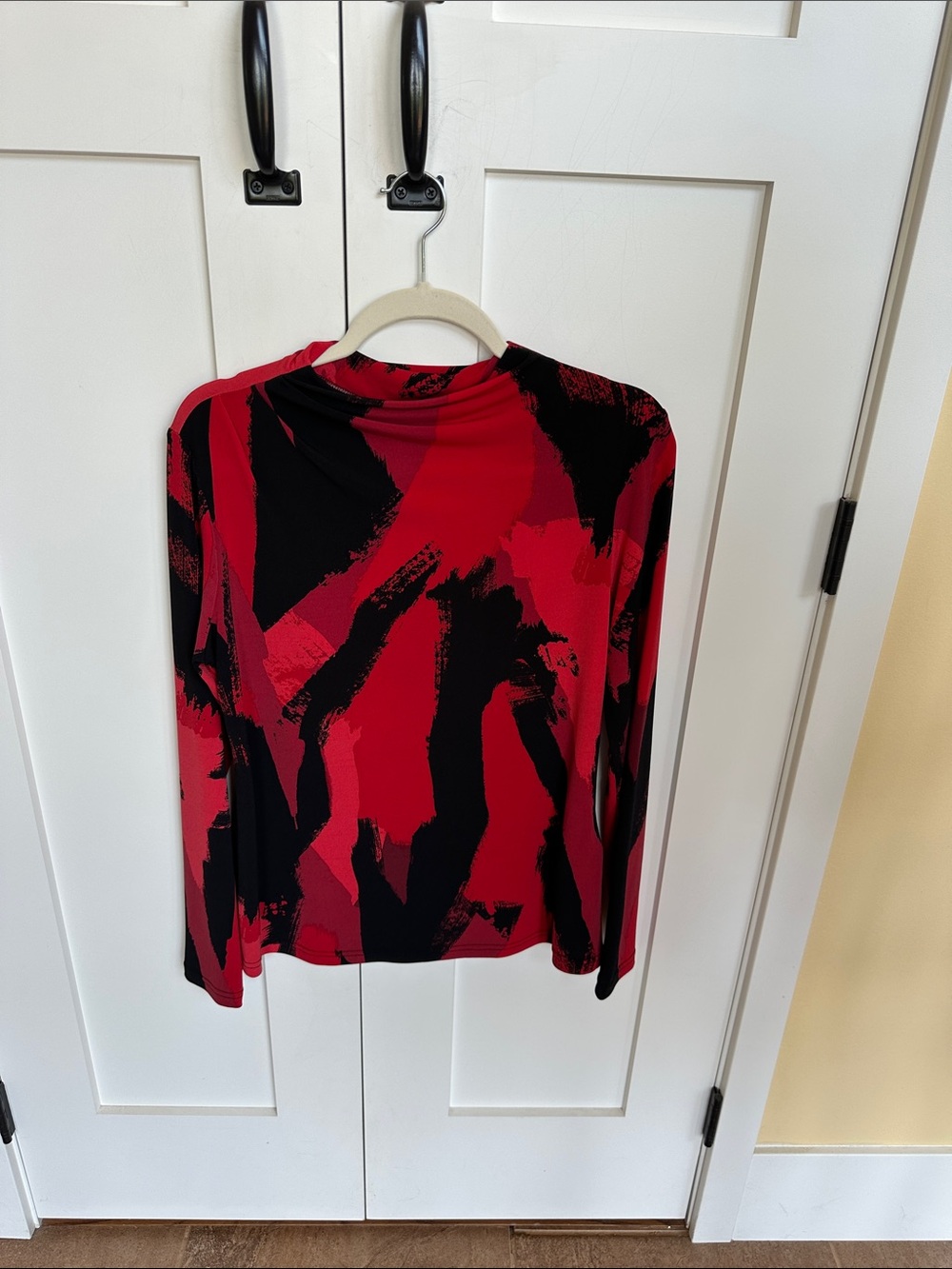 Joseph Ribkoff Red and Black Abstract Long Sleeve Top Size 10